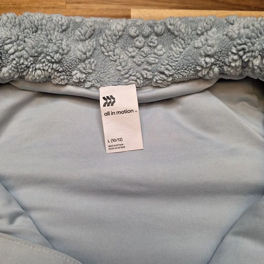 All in Motion Girls L 10/12 Sherpa Fleece Jacket Gray Full Zip Cozy
